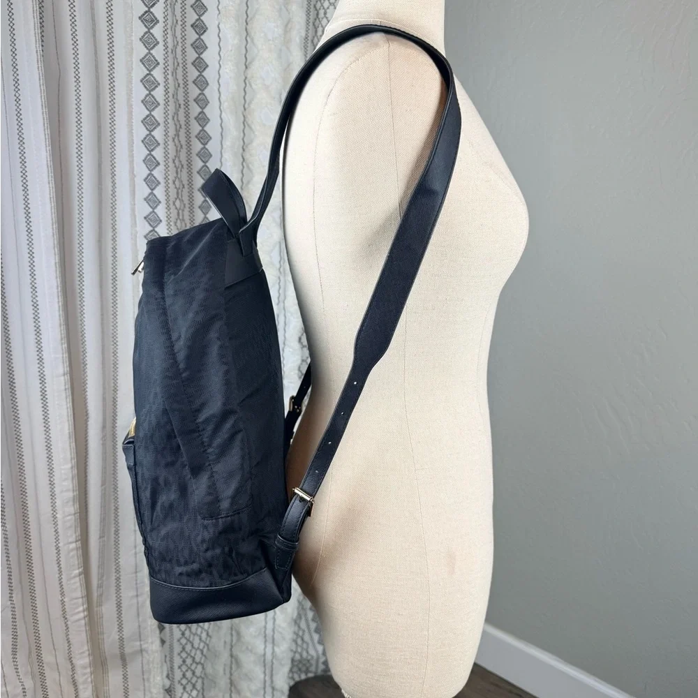 Michael Kors Black Nylon Backpack‎ Gold Hardware MK Logo Lining